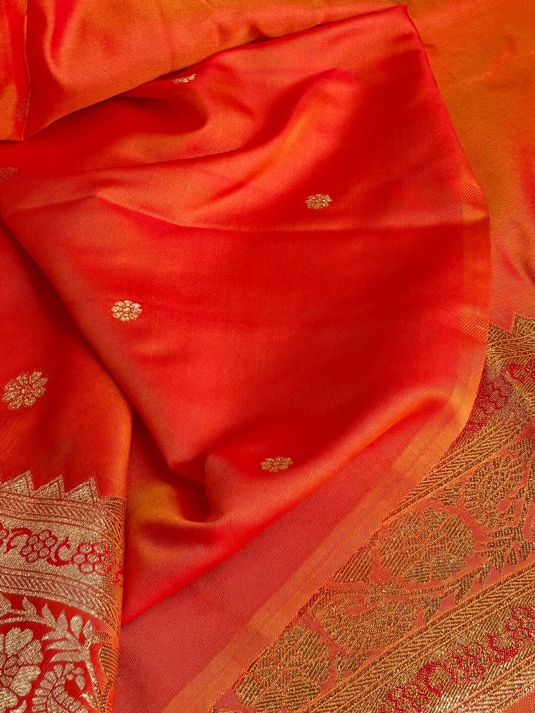 Golden Orange Cotton Silk Saree