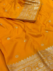 Yellow Cotton Silk Saree