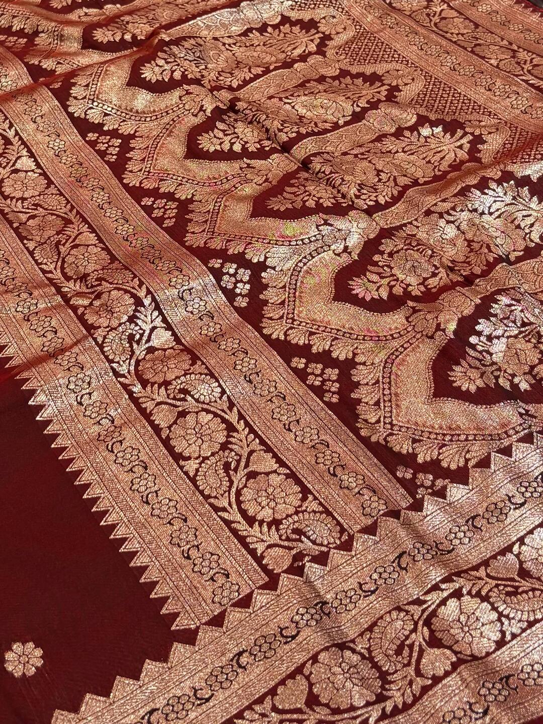Maroon Cotton Silk Saree