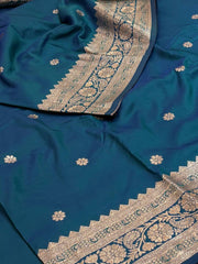 Peacock Blue Cotton Silk Saree