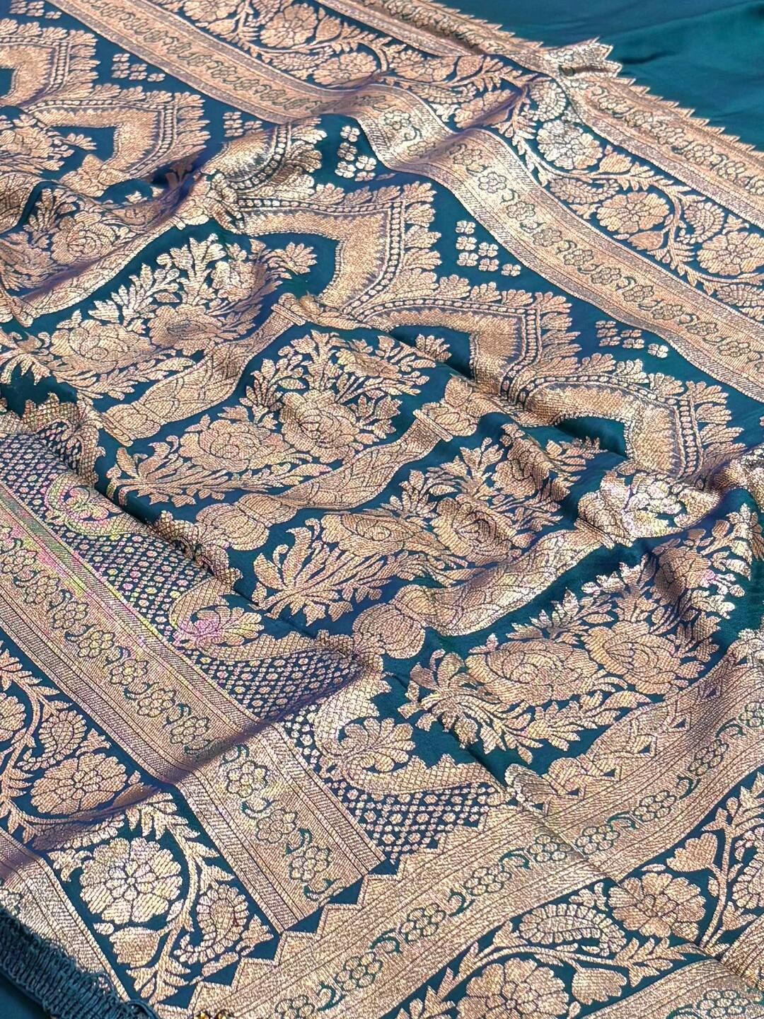 Peacock Blue Cotton Silk Saree