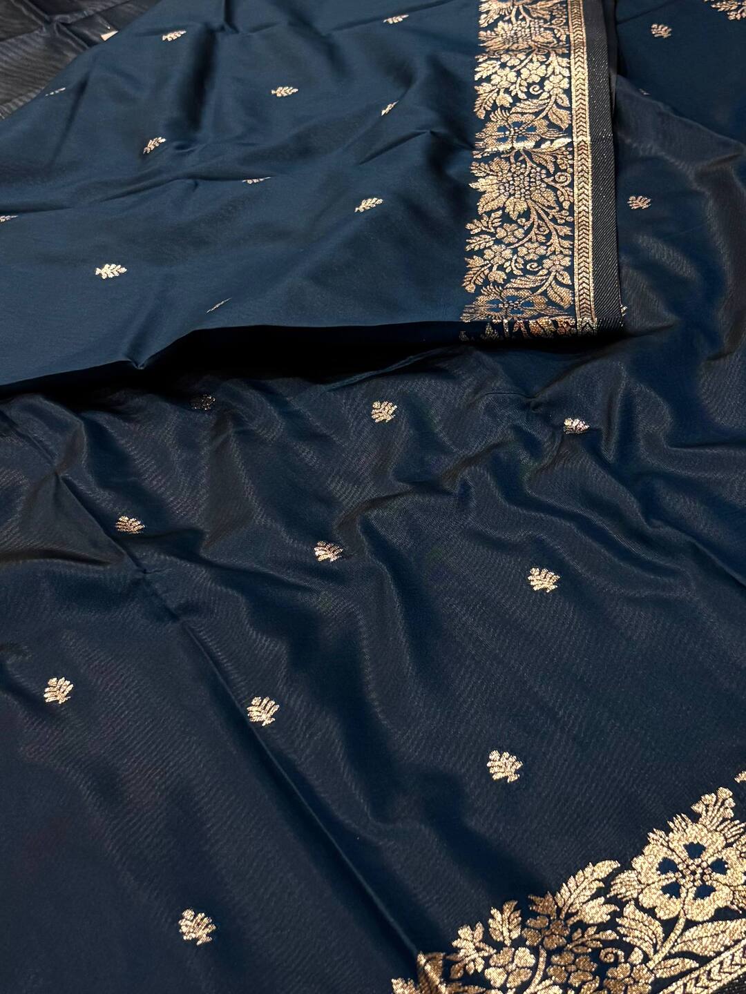 Teal Blue Cotton Silk Saree