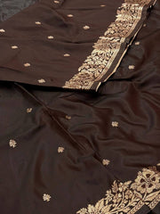 Dark Brown Cotton Silk Saree