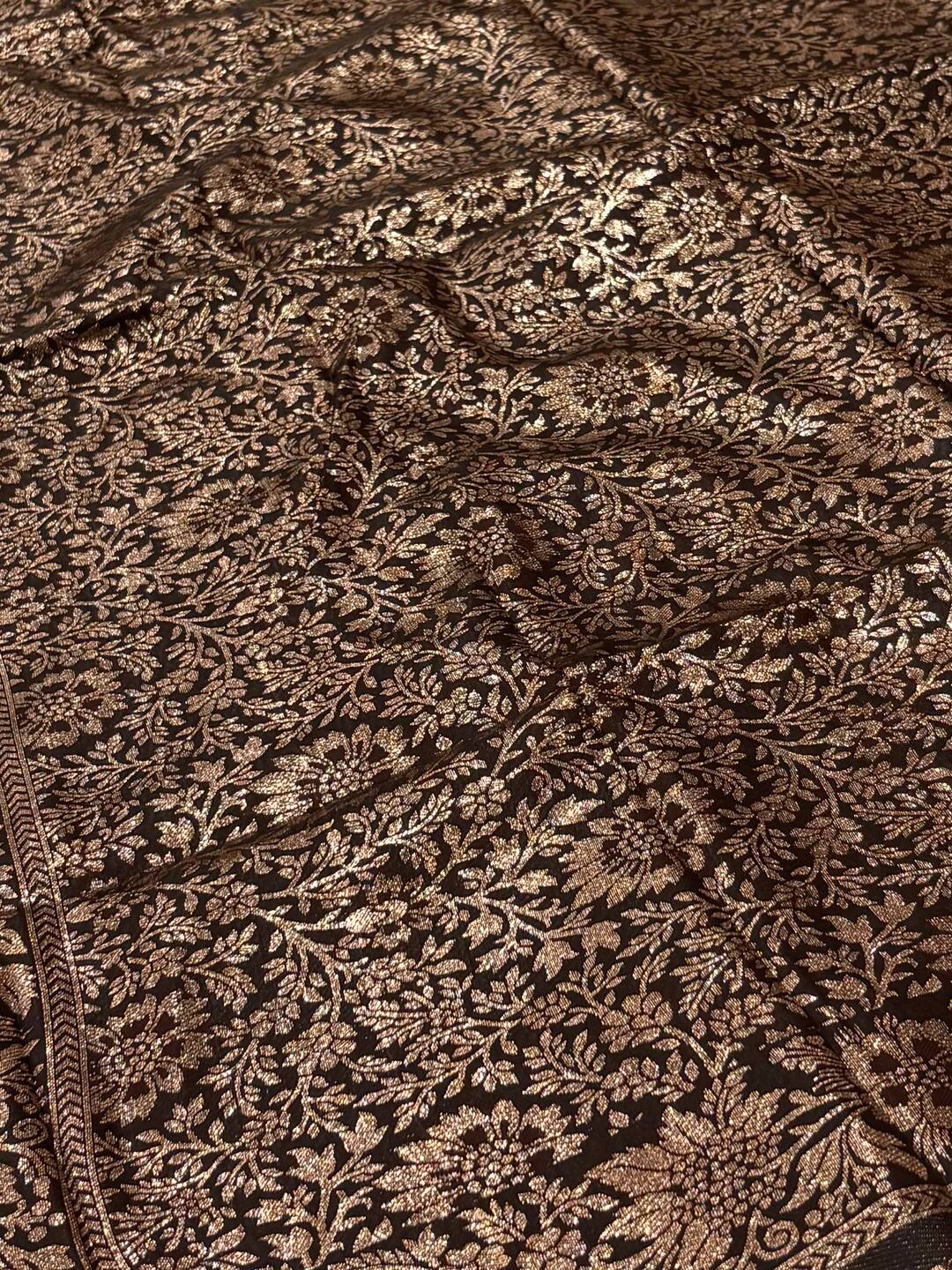 Dark Brown Cotton Silk Saree
