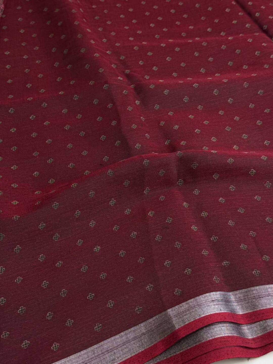 Maroon Printed Soft Cotton Saree