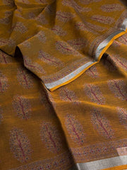 Mustard Printed Soft Cotton Saree