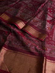 Maroon Printed Floral Chiffon Saree