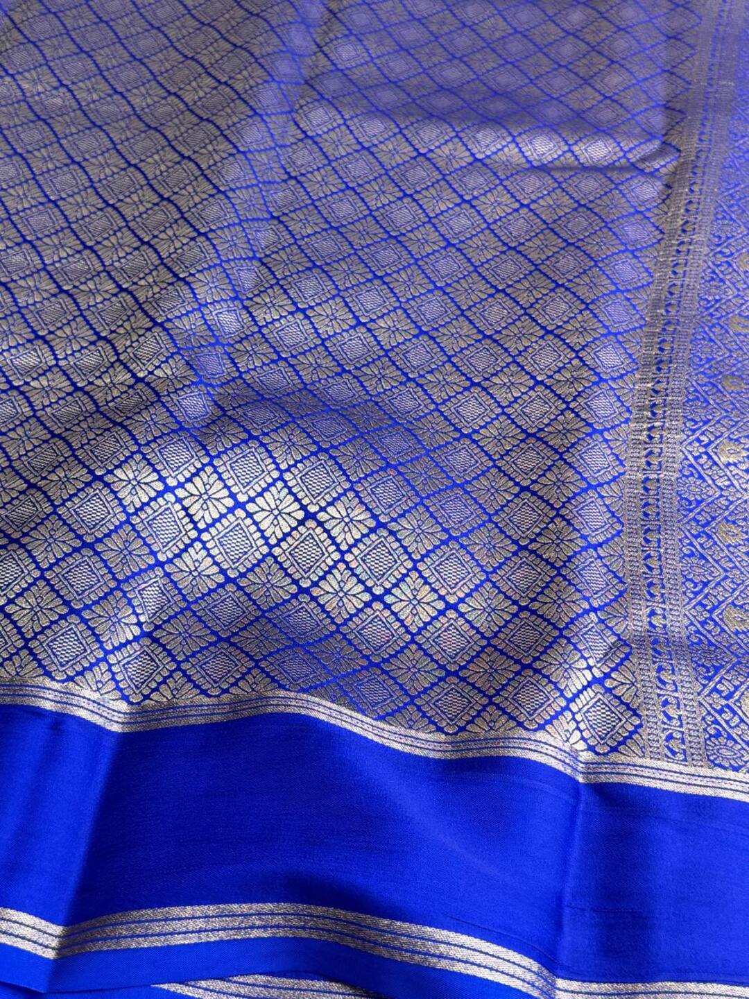 Royal Blue Chiffon Cotton Silk Saree