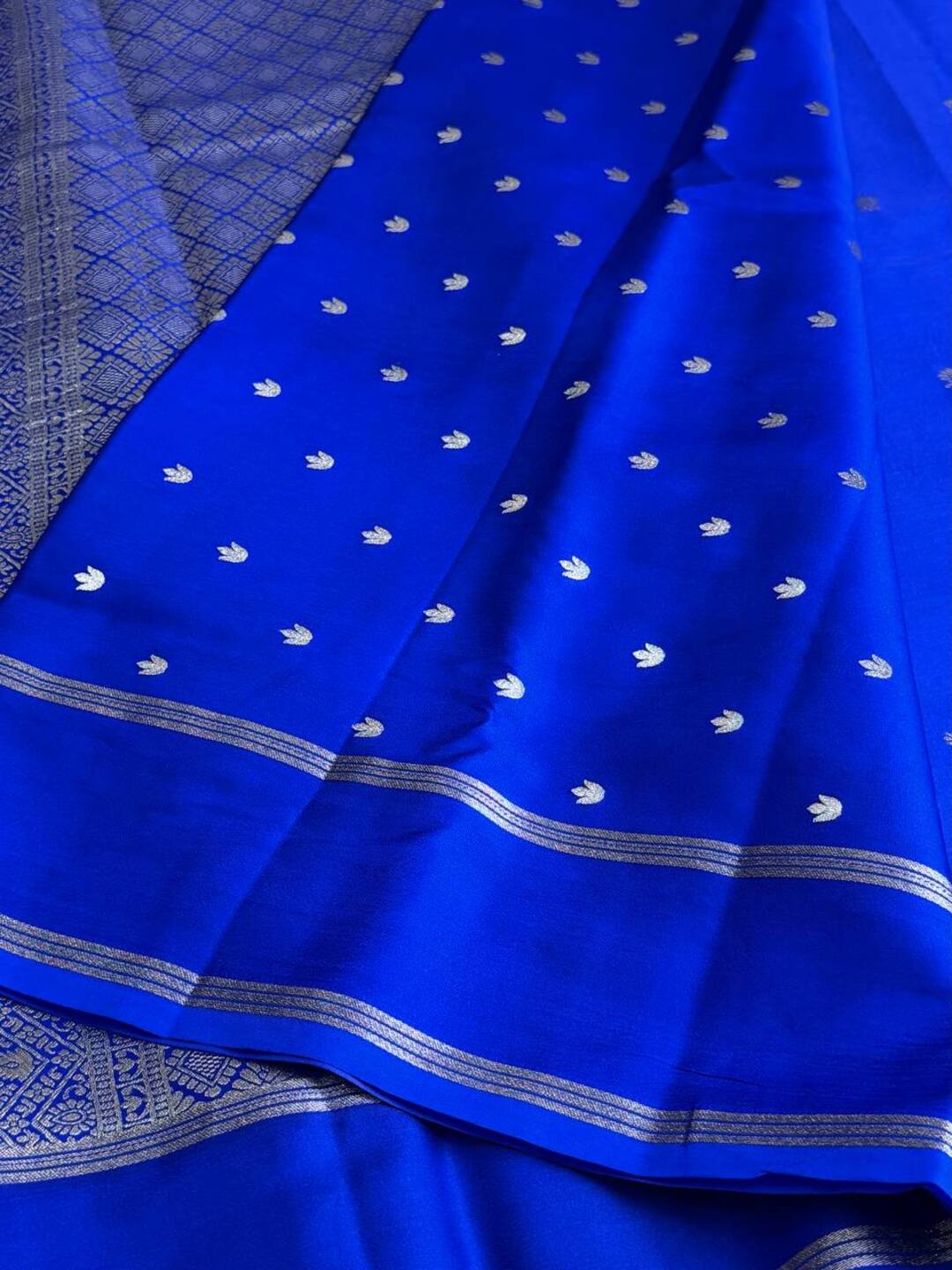 Royal Blue Chiffon Cotton Silk Saree