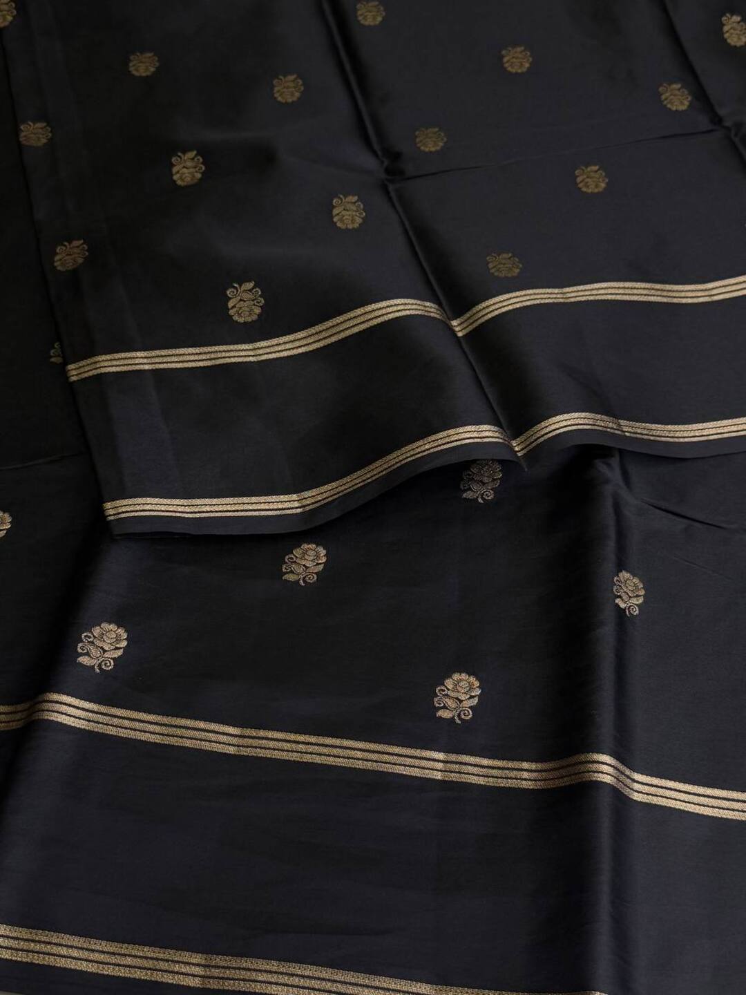 Black Chiffon Cotton Silk Saree