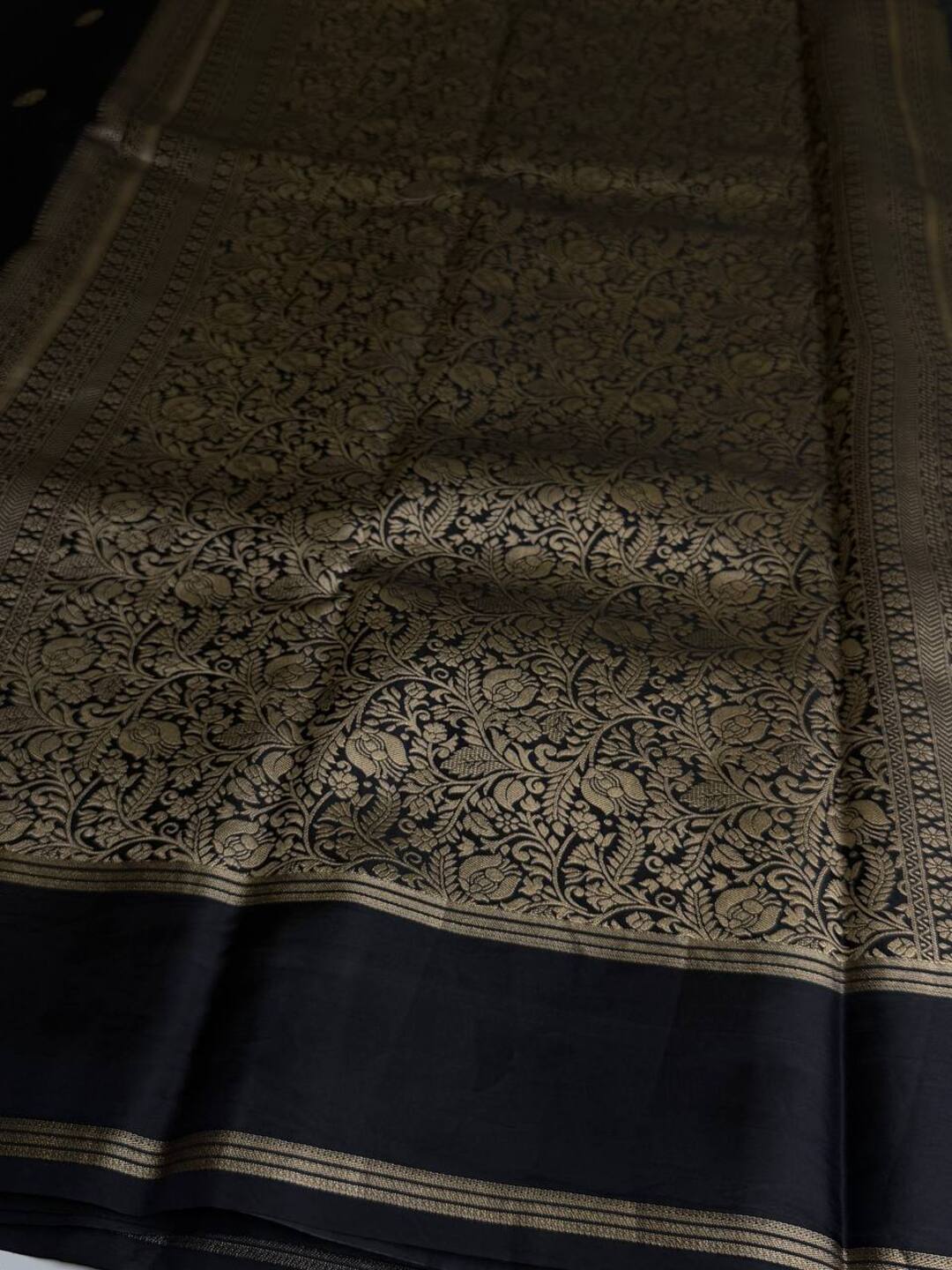 Black Chiffon Cotton Silk Saree