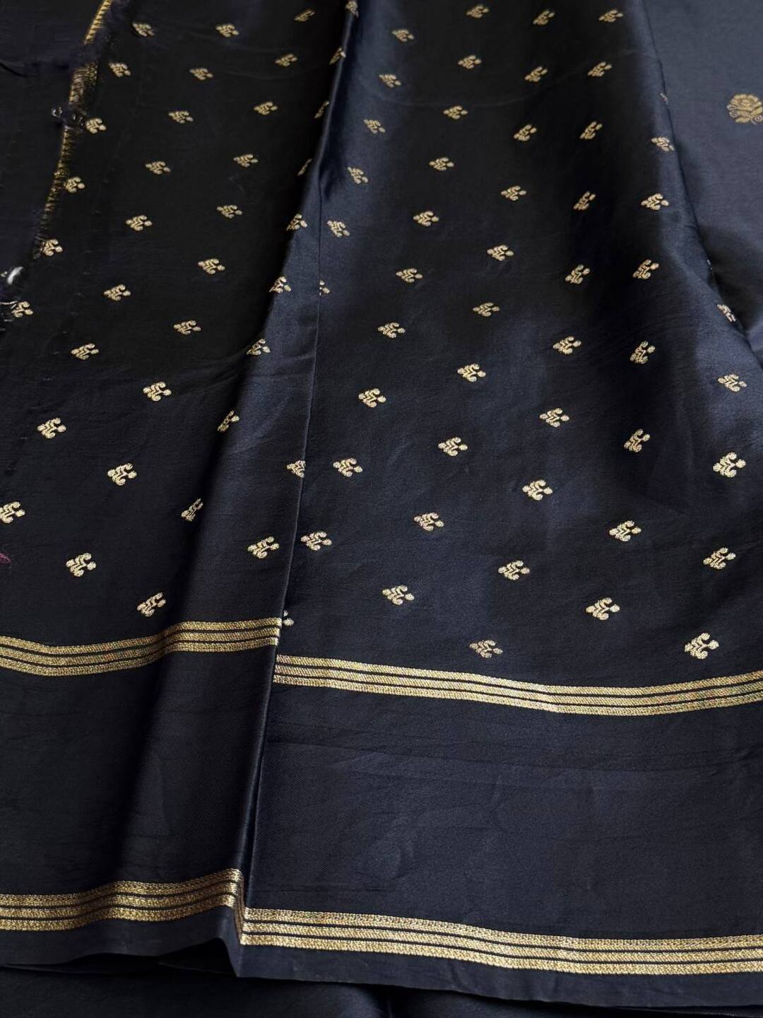 Black Chiffon Cotton Silk Saree