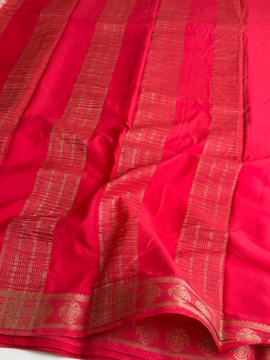 Pure White Semi Mysore Chiffon Saree