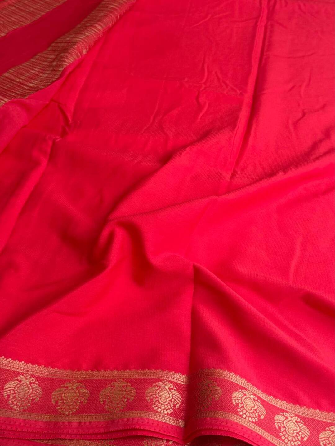 Pure White Semi Mysore Chiffon Saree