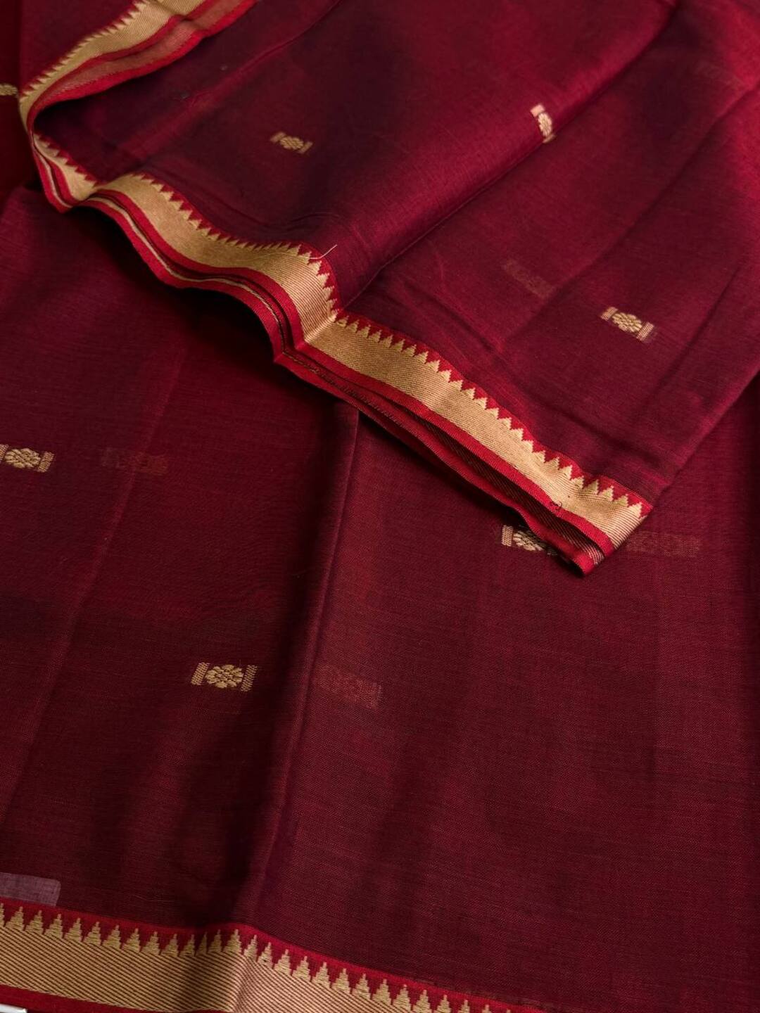 Deep Maroon Narayanpet Cotton Saree