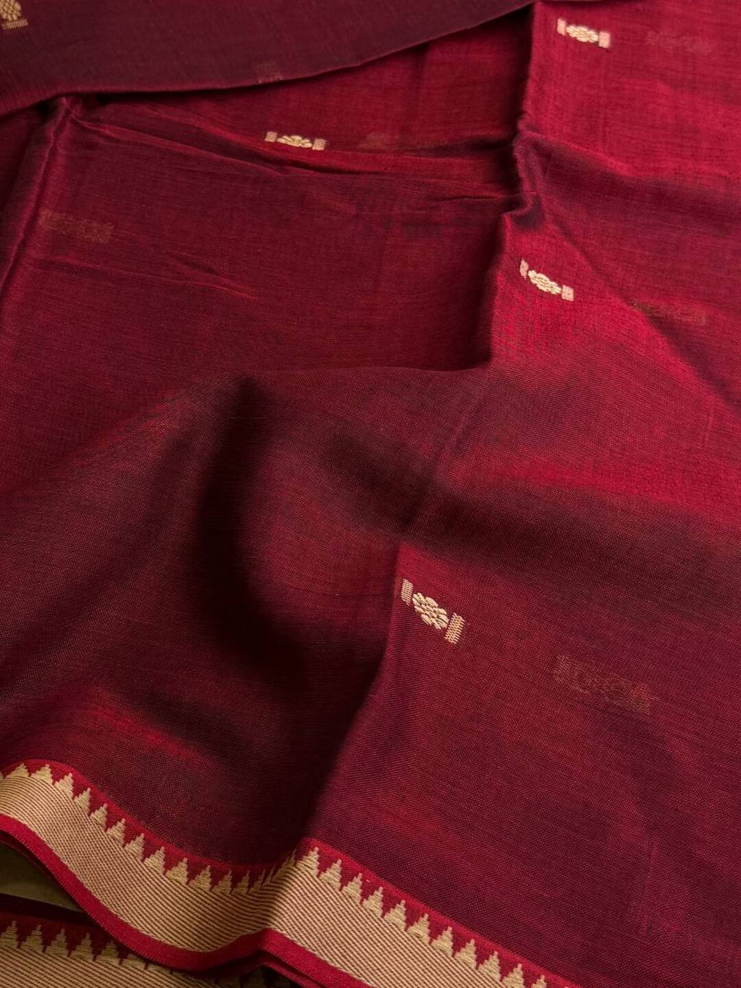 Deep Maroon Narayanpet Cotton Saree