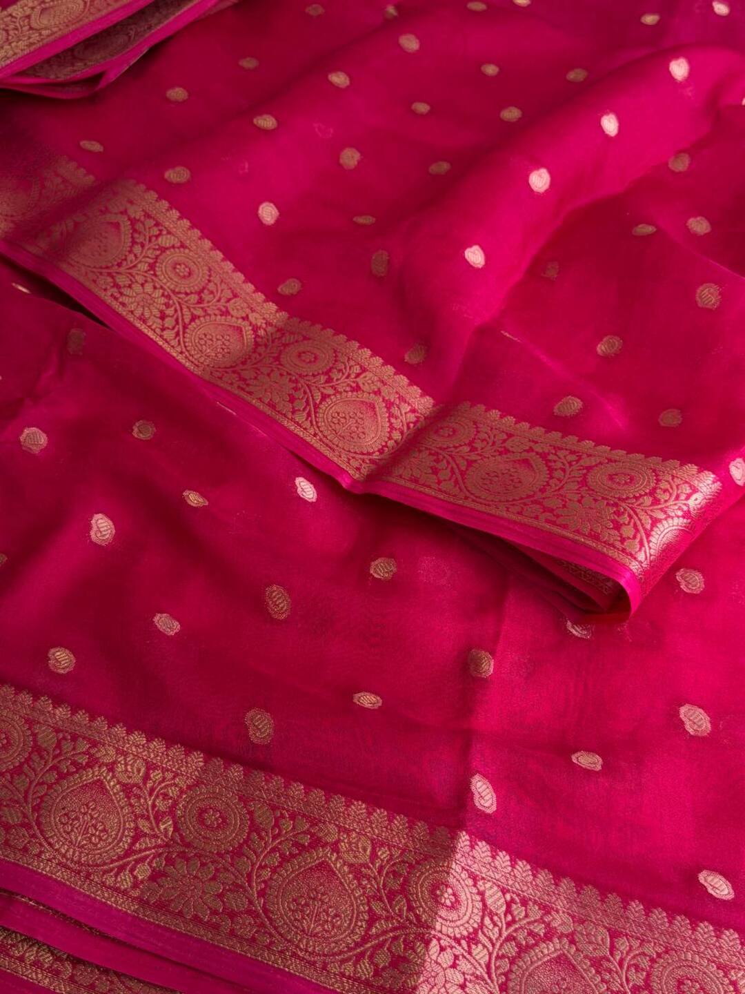 Magenta Pink Chiffon Saree