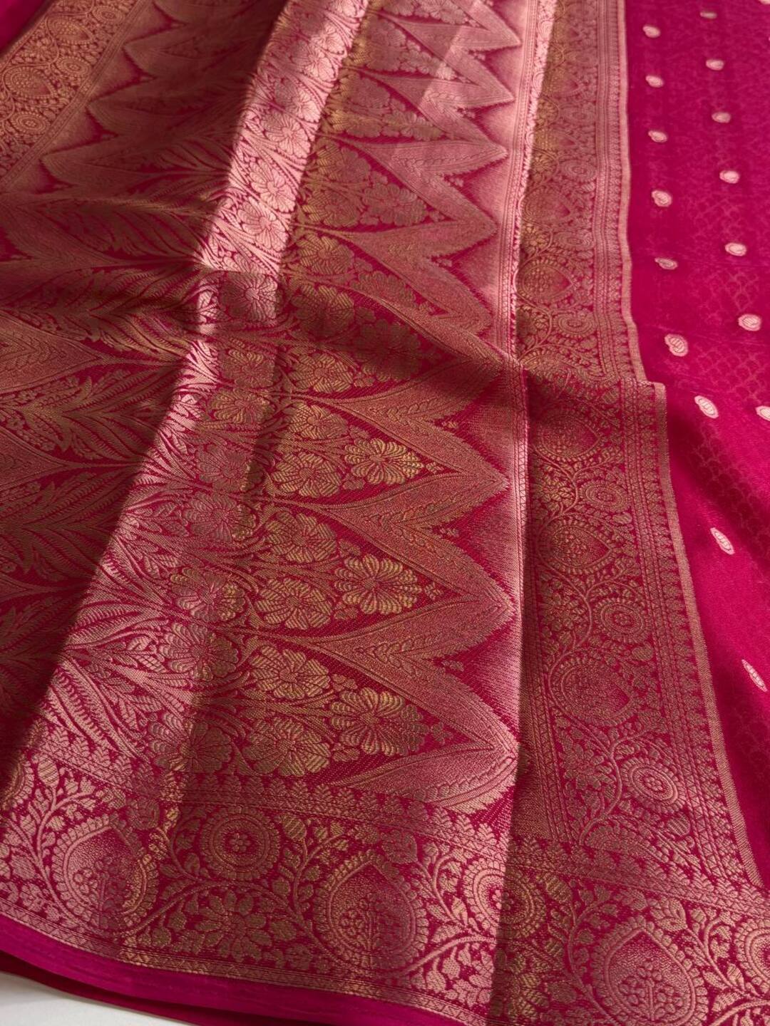 Magenta Pink Chiffon Saree
