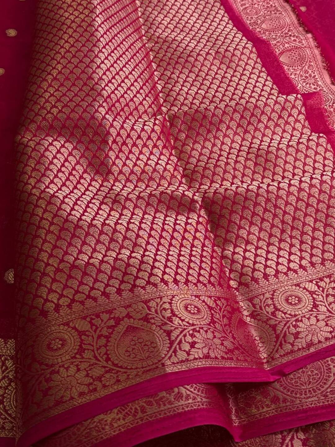 Magenta Pink Chiffon Saree
