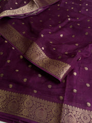 Plum Purple Chiffon Saree