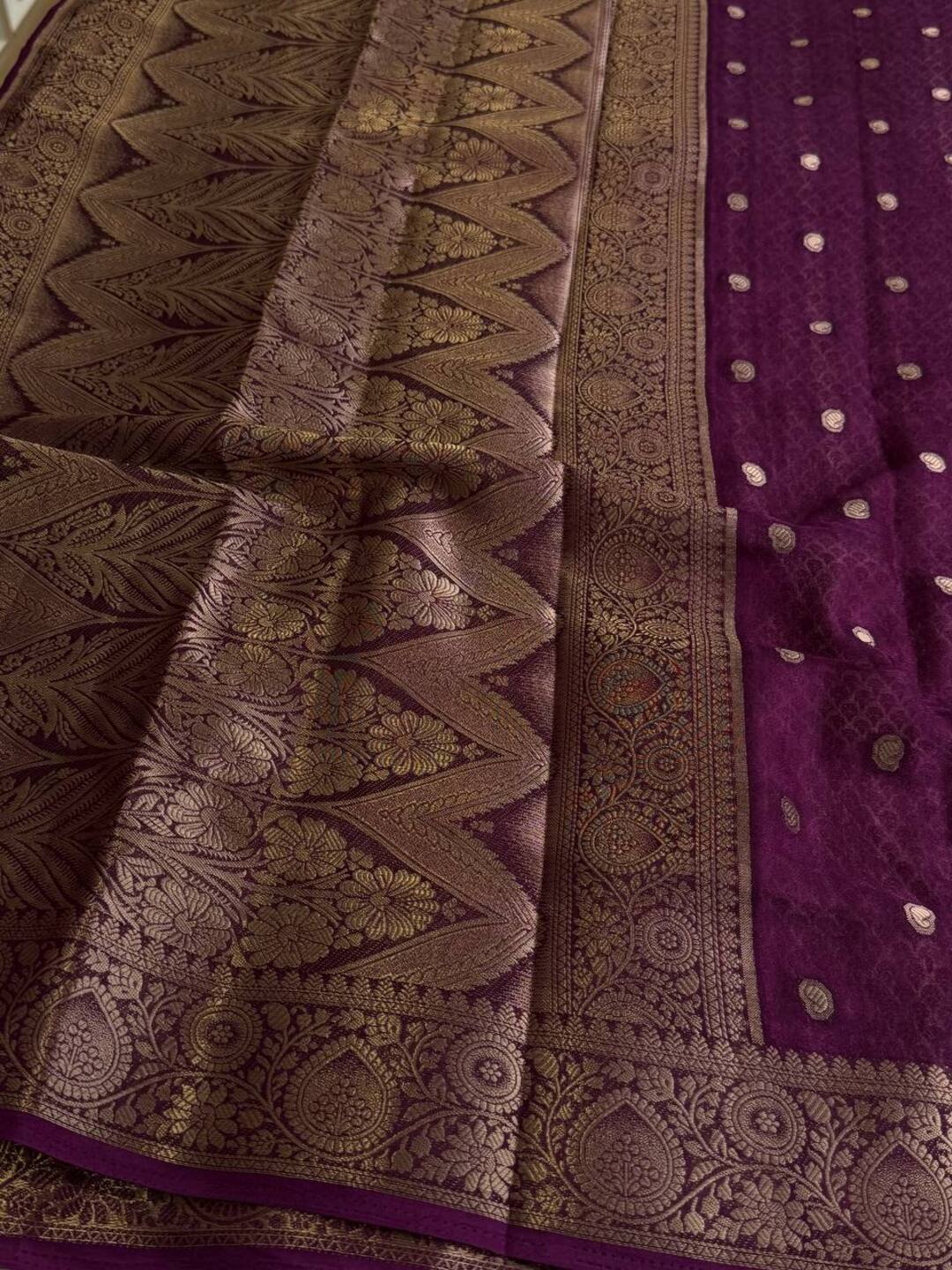 Plum Purple Chiffon Saree