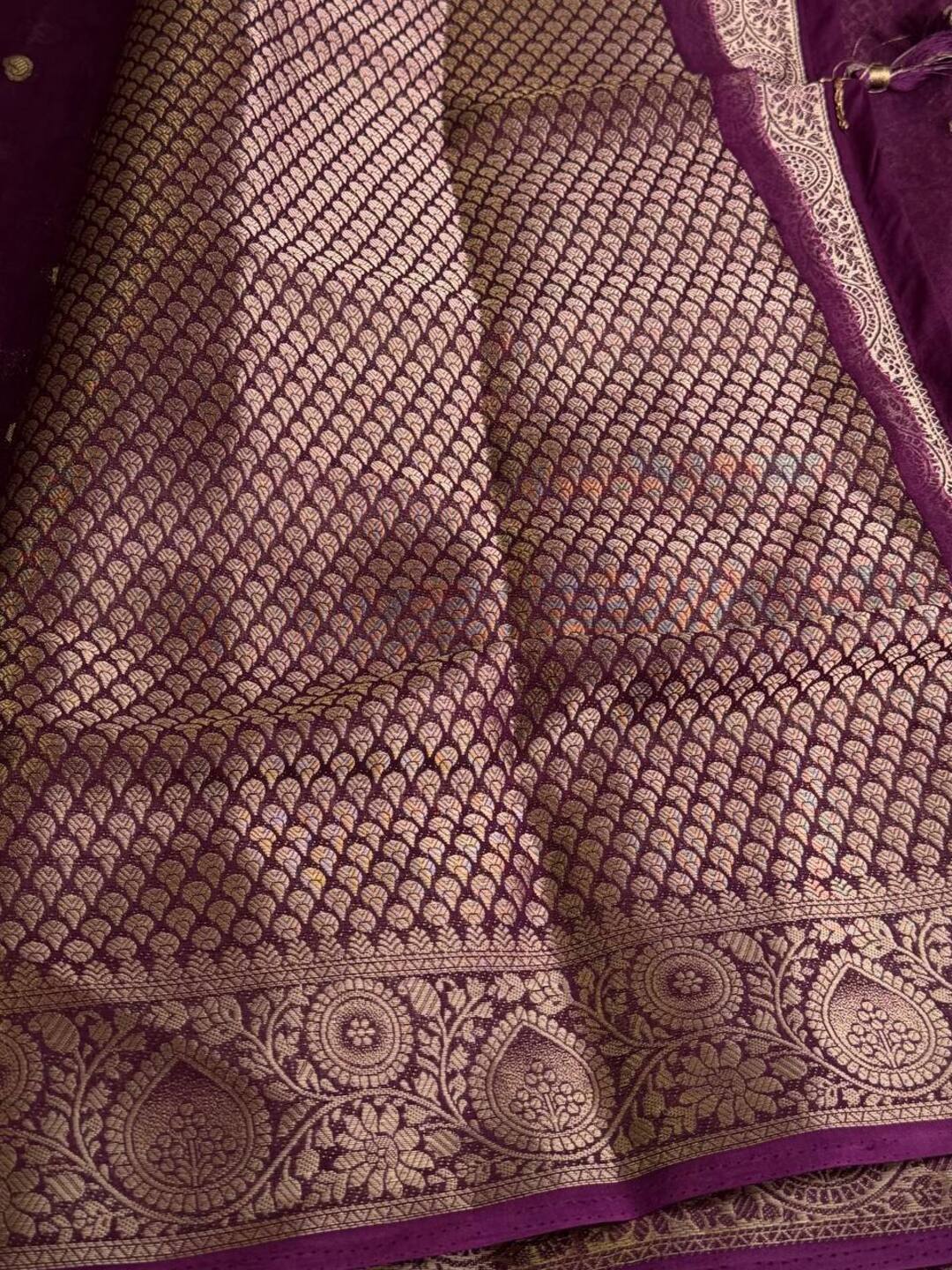 Plum Purple Chiffon Saree