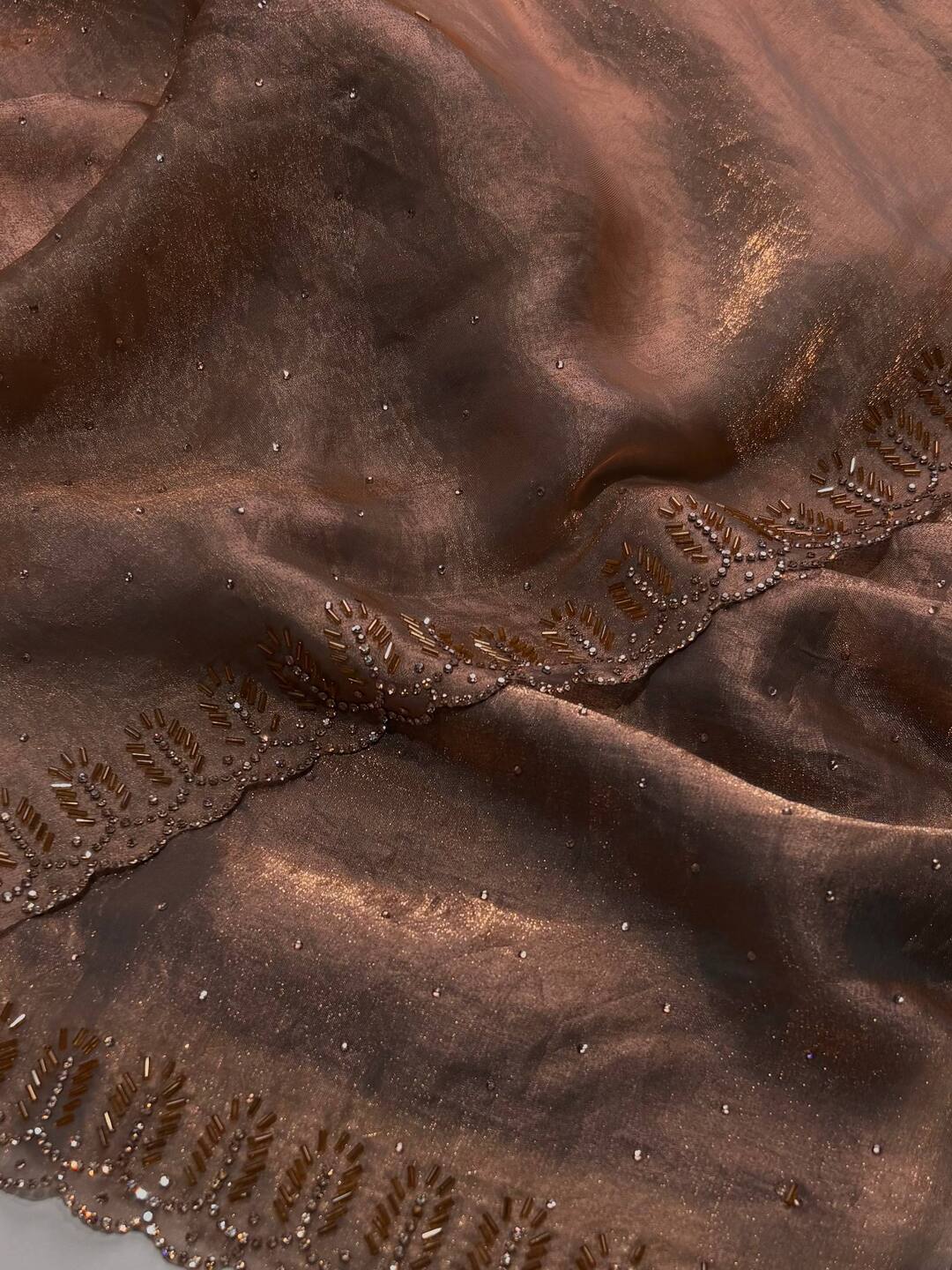 Rose Gold Georgette Silk Saree