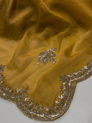 Mustard Yellow Georgette Saree