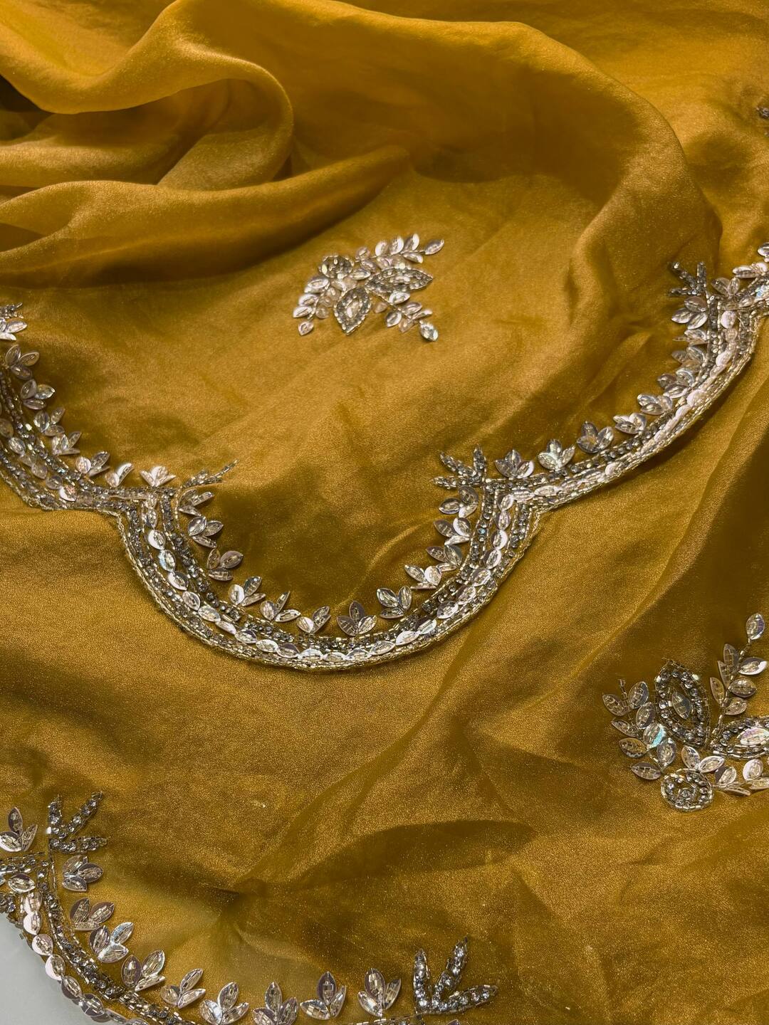 Mustard Yellow Georgette Saree