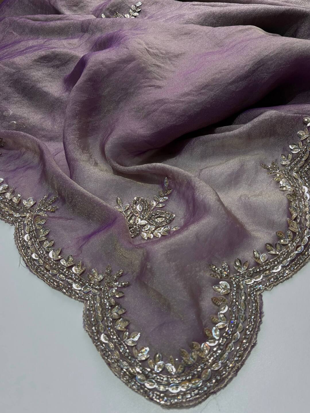 Dusty Purple Georgette Saree