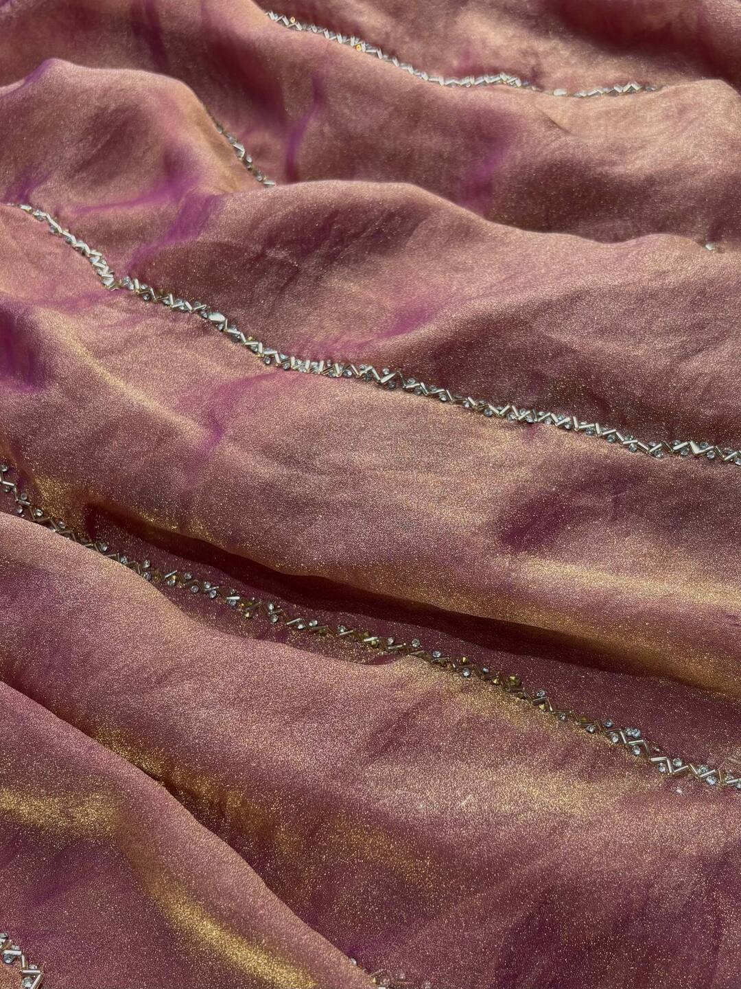 Mauve Pink Georgette Saree