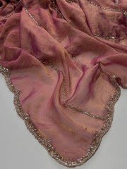 Mauve Pink Georgette Saree