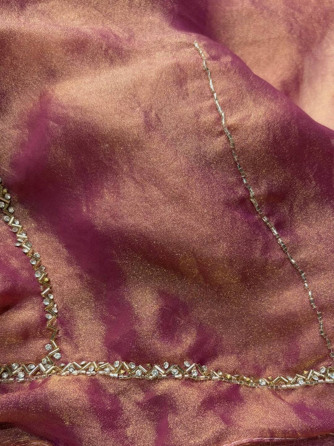 Mauve Pink Georgette Saree