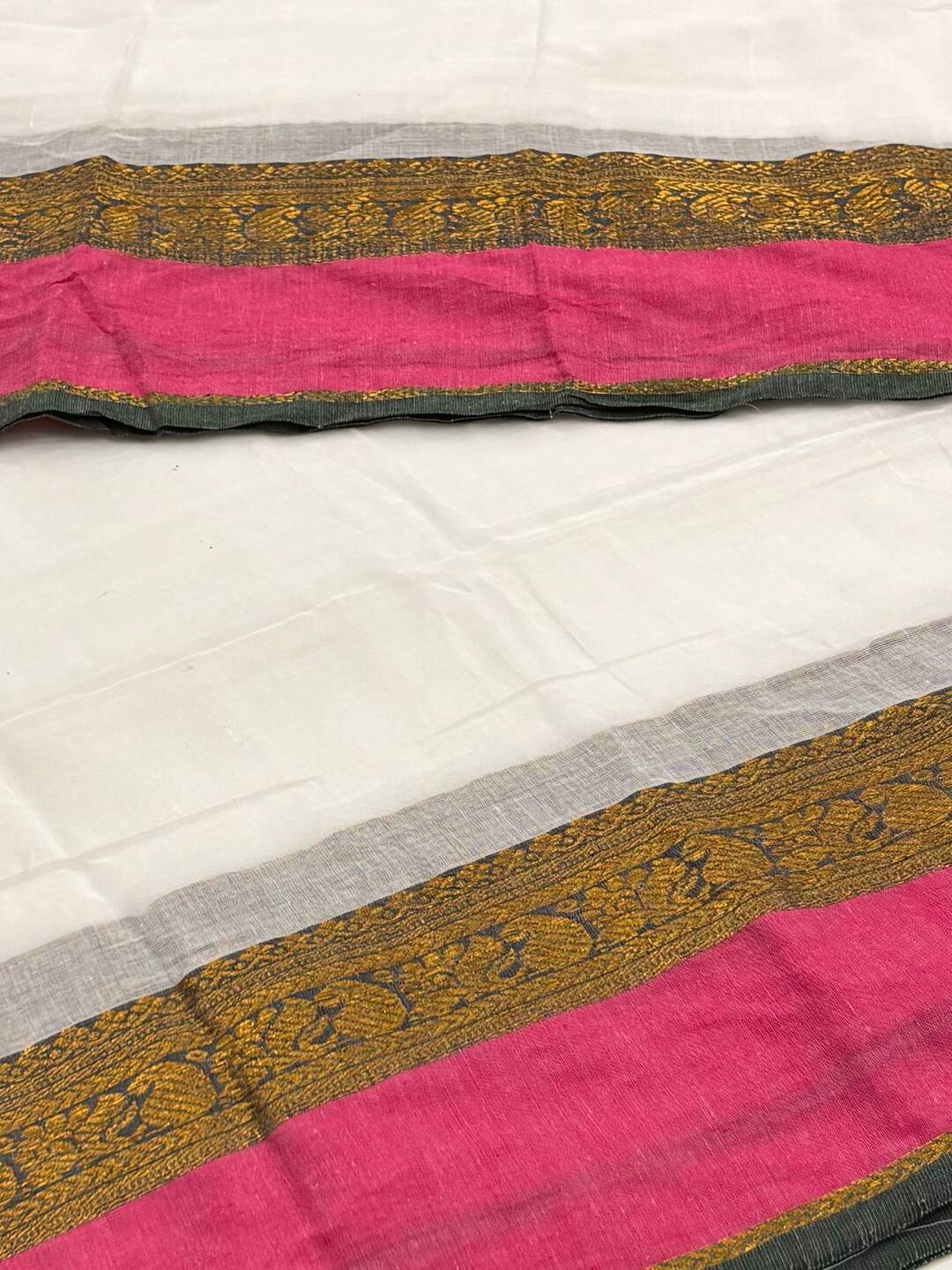 White Kadhi Cotton Saree