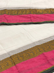 White Kadhi Cotton Saree