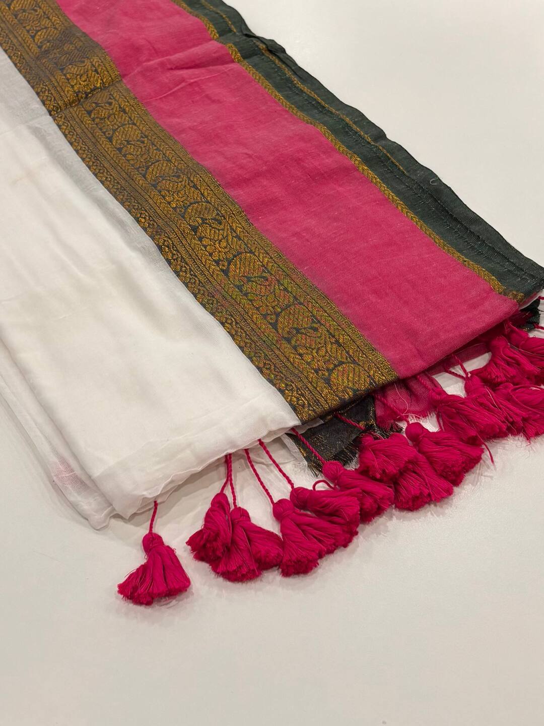 White Kadhi Cotton Saree