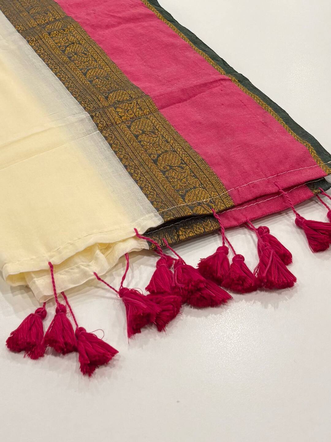 Off White Kadhi Cotton Saree