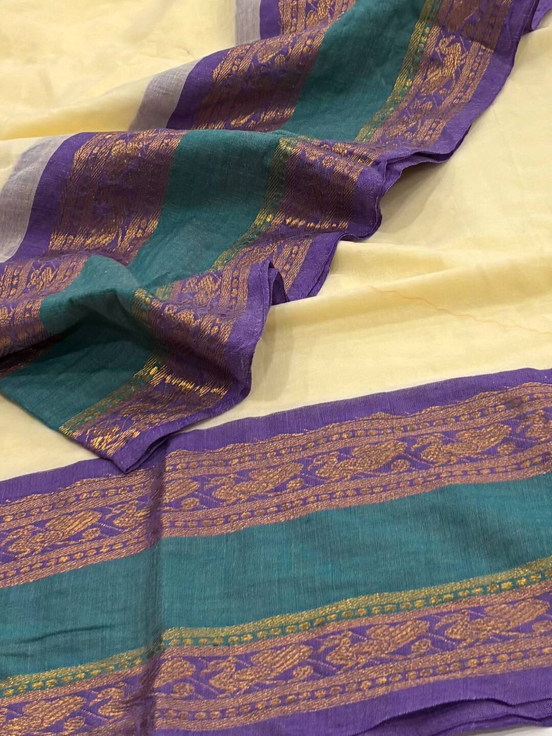 Off White Kadhi Cotton Saree