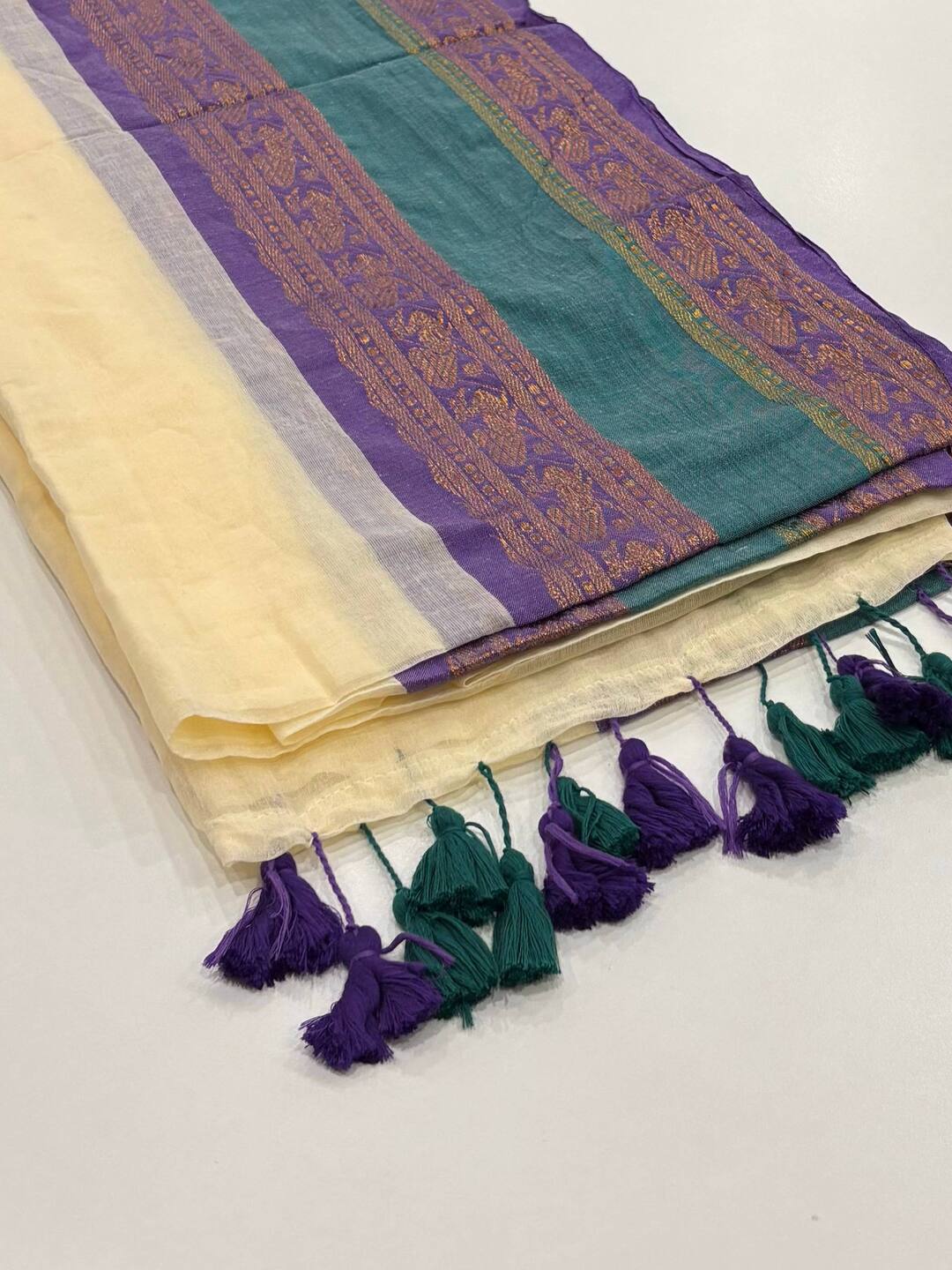 Off White Kadhi Cotton Saree