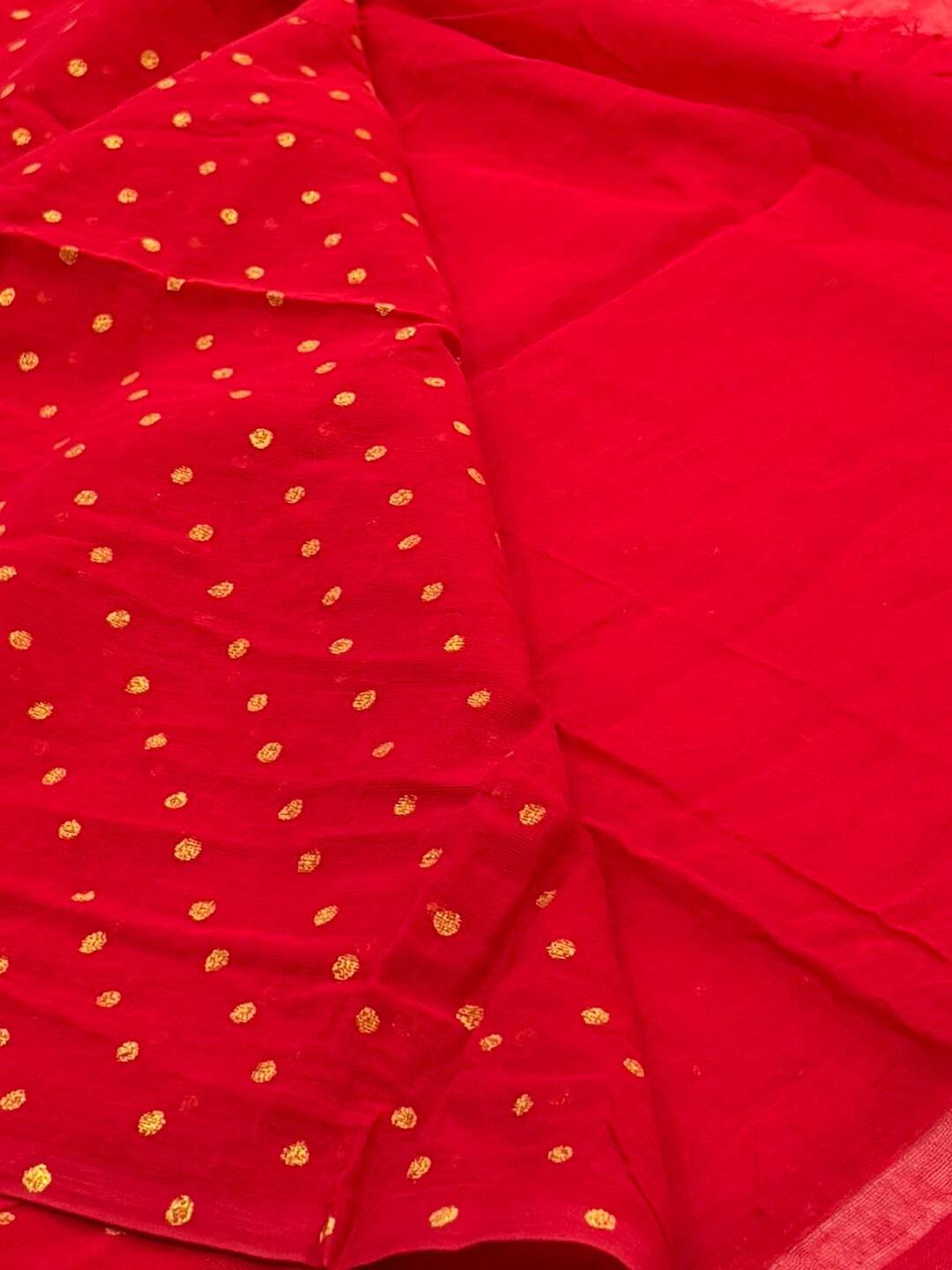 Chili Red  Kadhi Cotton Saree