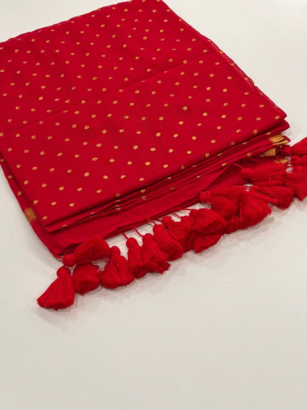 Chili Red  Kadhi Cotton Saree