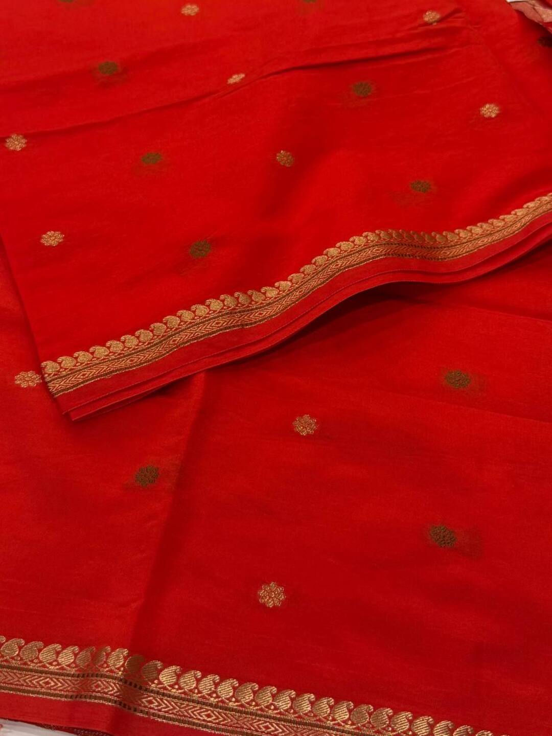 Orange Cotton Silk Saree