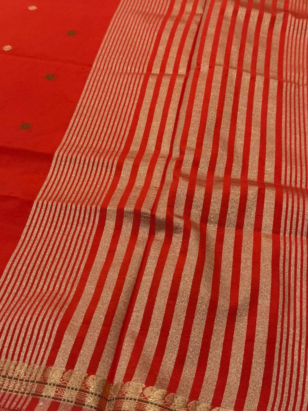 Orange Cotton Silk Saree