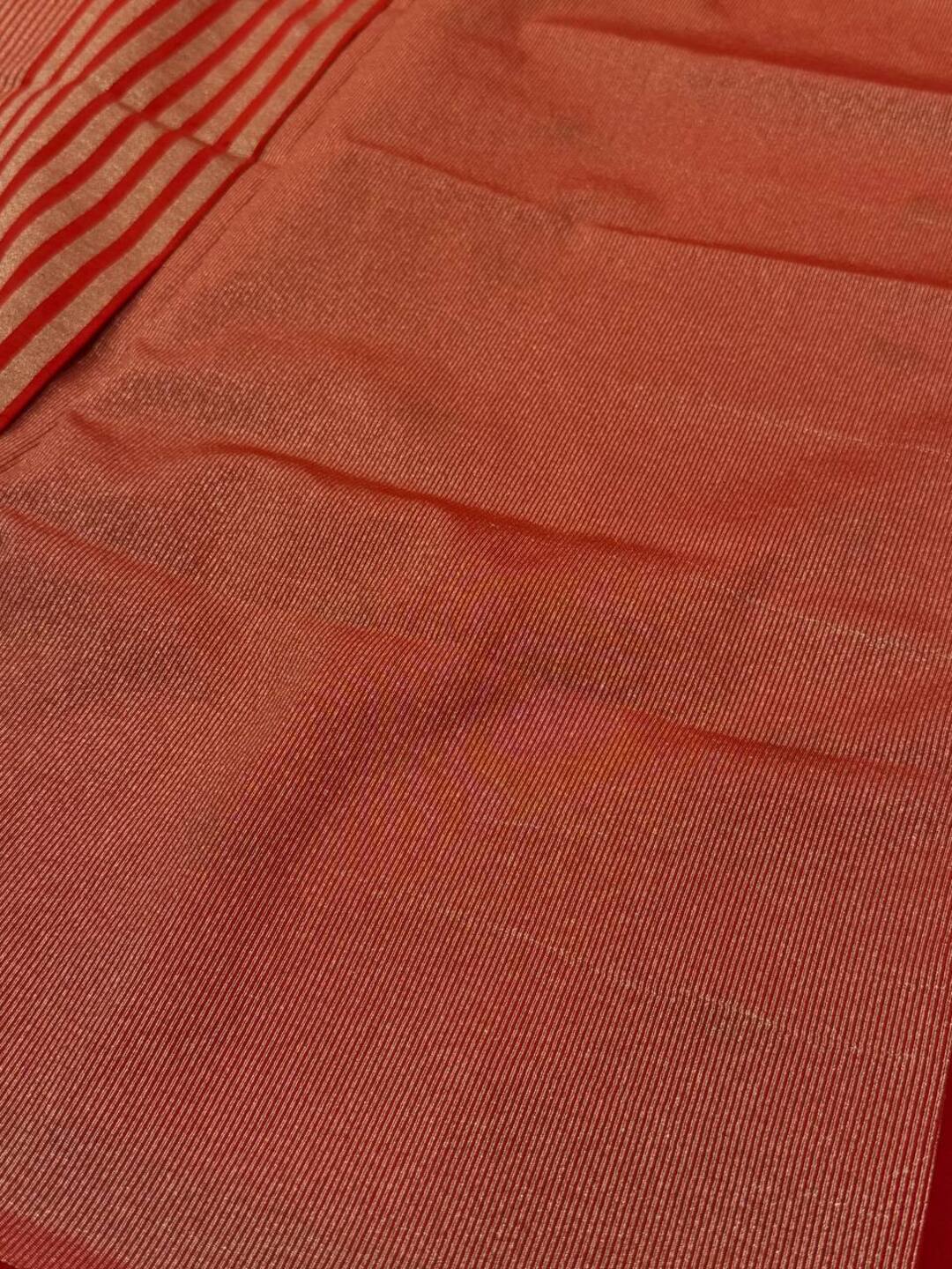Orange Cotton Silk Saree