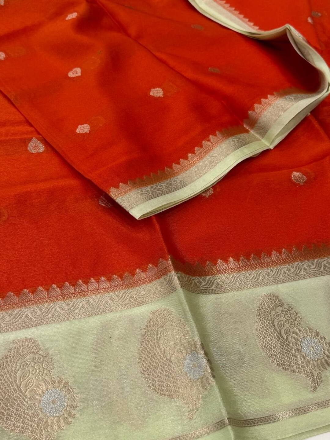 Orange Banaras Cotton Saree