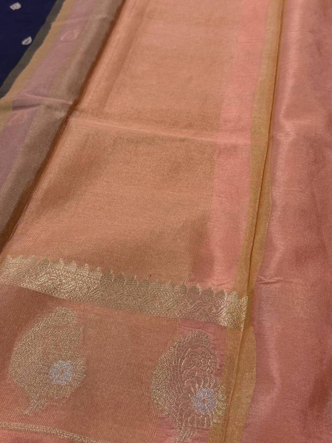 Navy Blue Banaras Cotton Saree