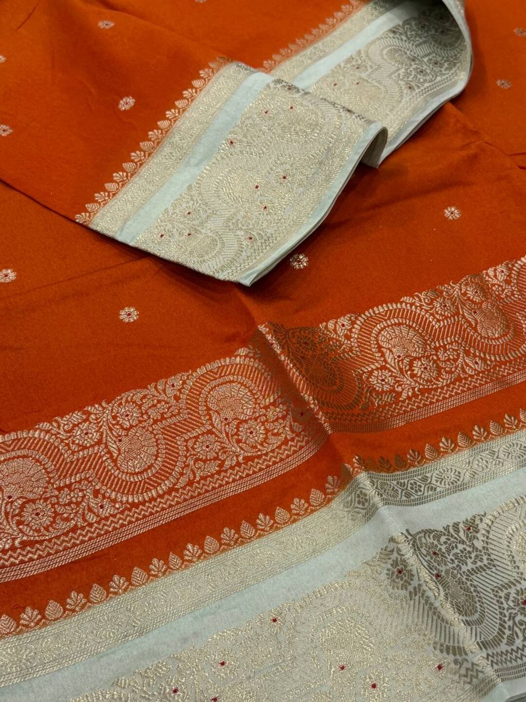 Orange Banaras Cotton Saree