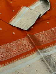 Orange Banaras Cotton Saree