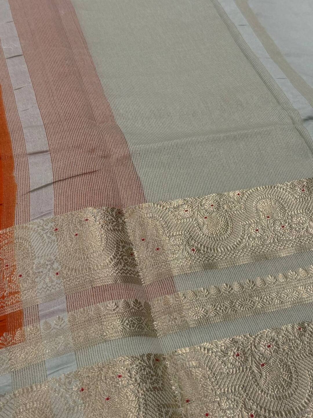 Orange Banaras Cotton Saree