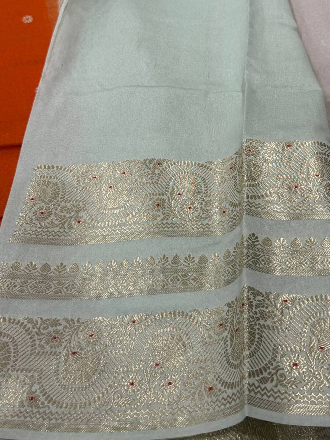Orange Banaras Cotton Saree